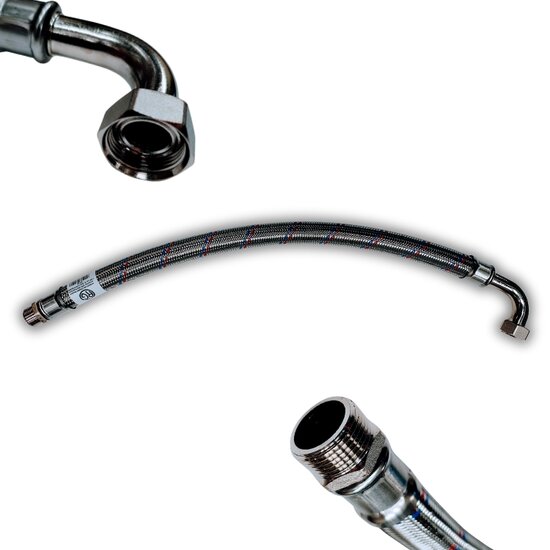 Flexibel met bocht M 1&uml;x 1&uml;F 80 cm DN25