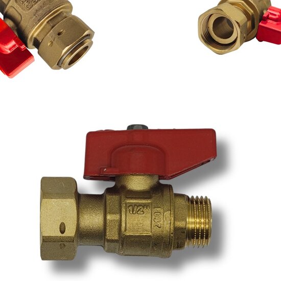 2 Delige bolkraan rood 3/4" M/F