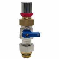 Blauwe grote mini bolkraan 1/2"-16mm perskoppeling