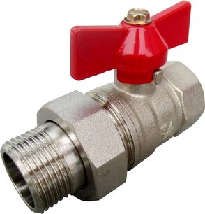 Ball valve with butterfly handle and loose coupling 4/4"