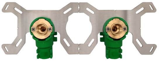 Flush-mounted box / wall plate DOUBLE (green) 1/2 - 16 alu-pex