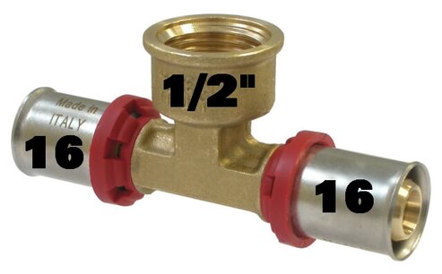 TEE PRESS-FITTING 16mm-1/2"-16mm