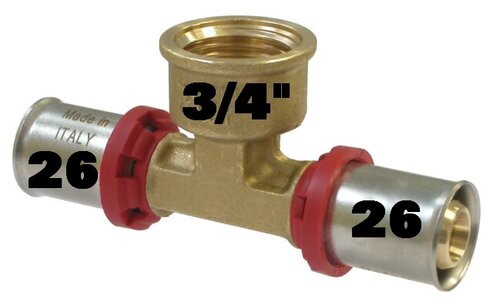 T press-fitting 26mm-3/4"-26mm