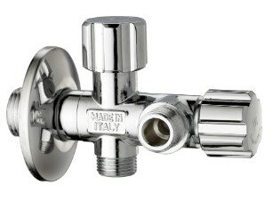 Dubbele hoekstopkraan voor twee afsluitbare kranen