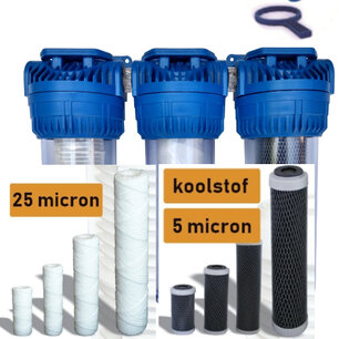 Triplex filter 10" (fijnfilter + koolstoffilter + koolstoffilter)