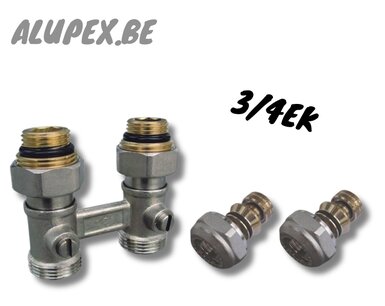 Radiator H-onderblok recht zonder knop