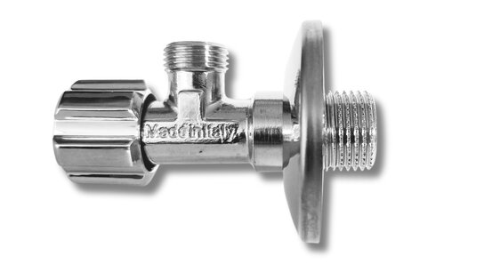 Angle stop valve 1/2"-3/8" with plastic cover