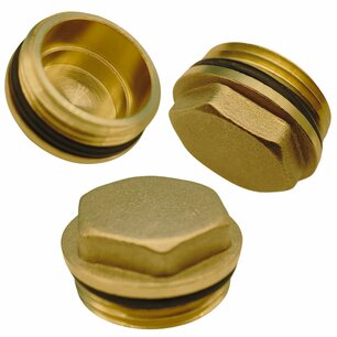 Plug 4/4" brass with rubber seal