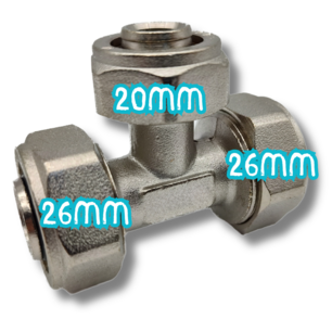 T-stuk 26 × 20 × 26mm