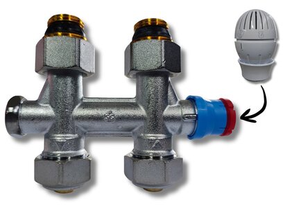 Thermostatically controlled two-pipe sub-block floor connection kit