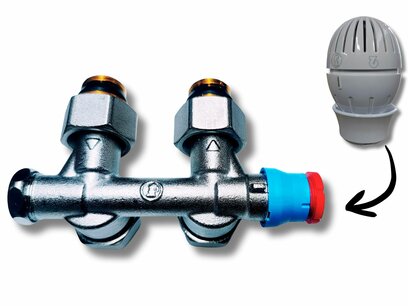 Kit thermostatiseerbaar tweepijpsonderblok muuraansluiting