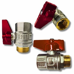 Ball valve 1/2' M/F red handle