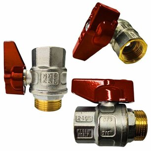 Ball valve 1" M/F red handle