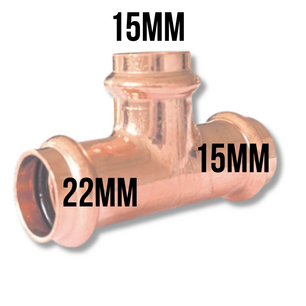 Press T-piece 22 x 15 x 15mm F/F/F