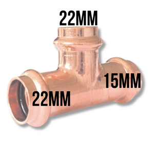 Press T-piece 22 x 15 x 22mm F/F/F