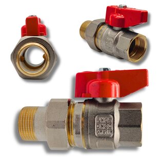 3 Delige bolkraan rood 1" M/F