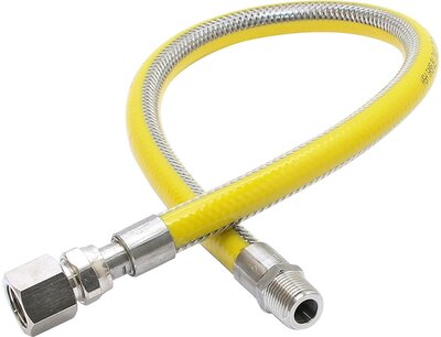 Flexible gas hose stainless steel M/F 1/2" 150cm