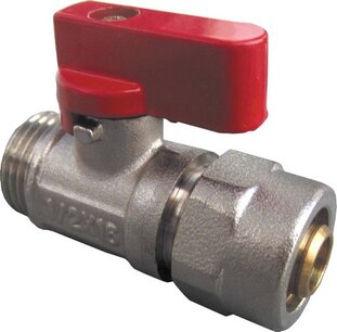 Mini ball valve with adapter red